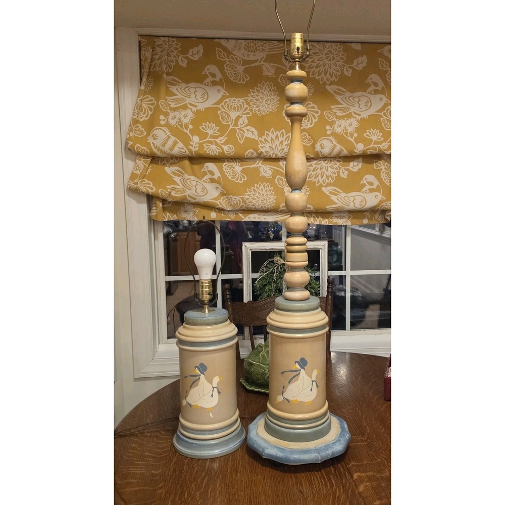 Country Goose Vintage set table lamp & Floor Cottagecore Rustic Retro 80s 90s